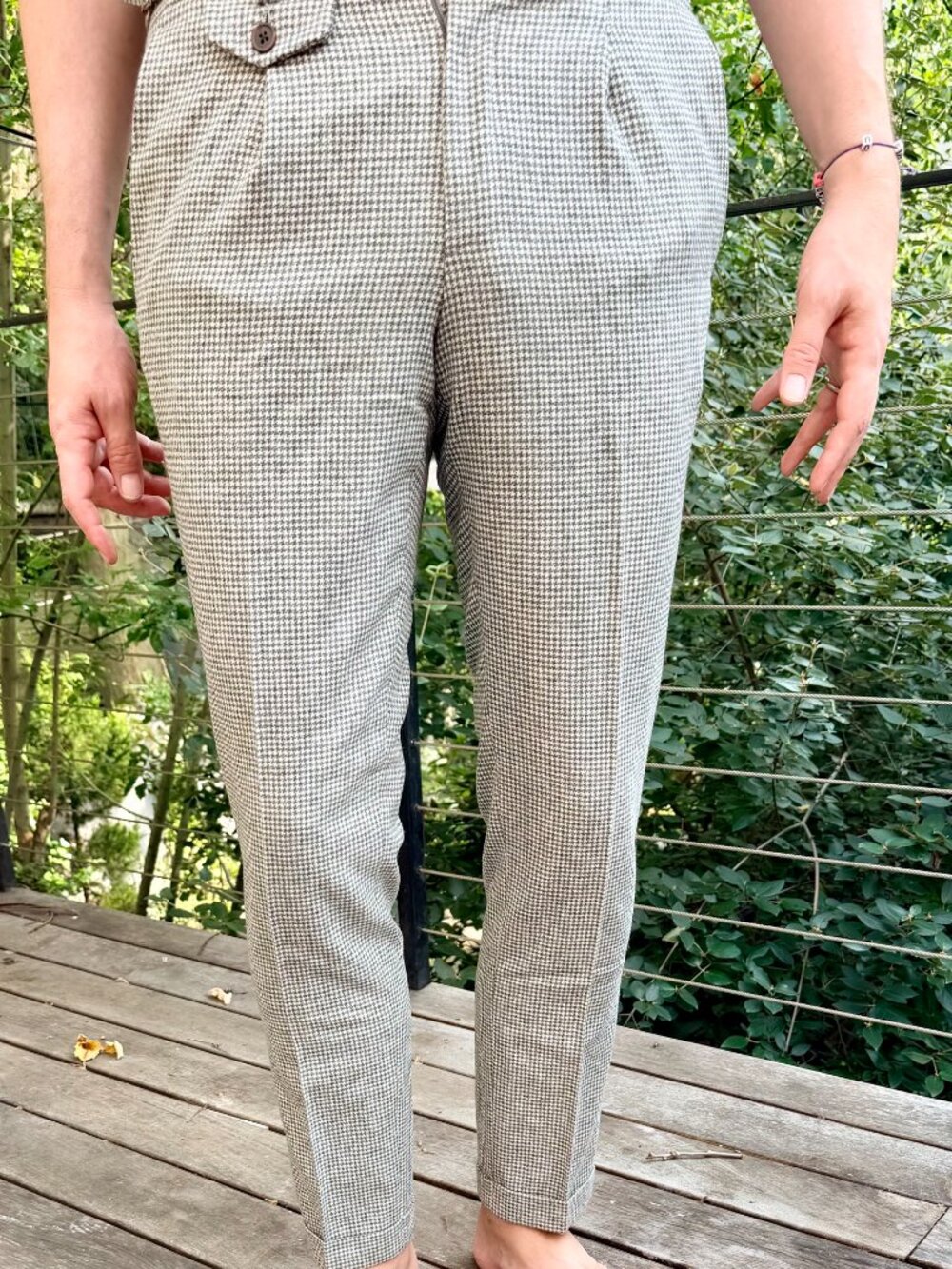 Men's Dress Pants in Light Gray Herringbone